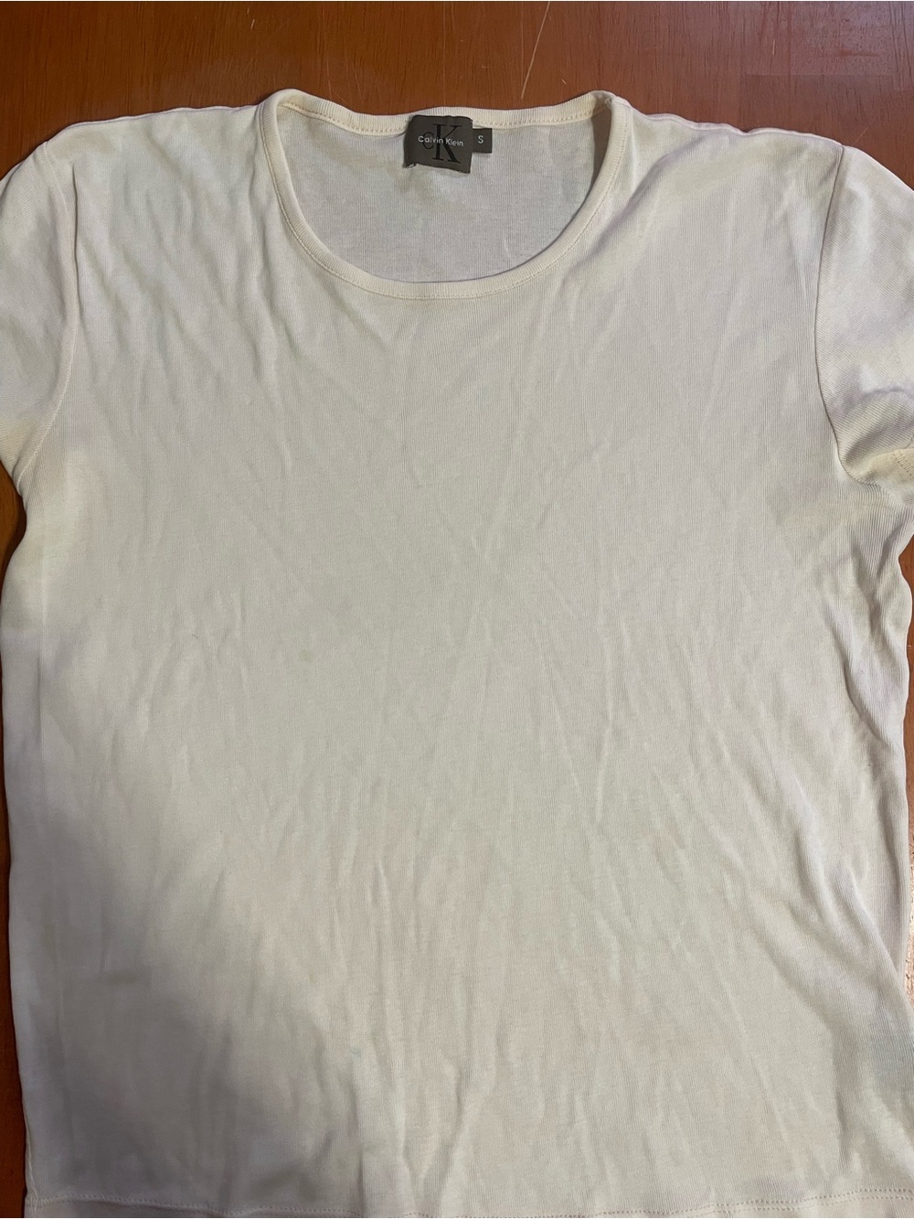 Calvin Klein Short Sleeve Crew Neck Tee in Off-White